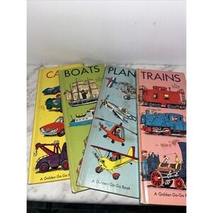 Richard Scarry Golden GoGo Books LOT OF 4 Vintage 1967 Cars Trains Boats Planes